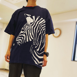 シマウマ横顔　ローケツ染めTシャツ　サイズS~XL 2枚目の画像