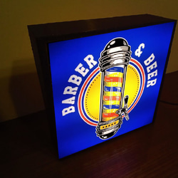バーバー & ビール バーバーショップ カフェ 理容室 ヘアーサロン ランプ ミニチュア 看板 置物 雑貨 LEDライト 2枚目の画像