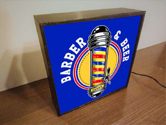 バーバー & ビール バーバーショップ カフェ 理容室 ヘアーサロン ランプ ミニチュア 看板 置物 雑貨 LEDライト 3枚目の画像
