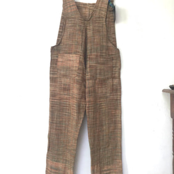 手紡ぎ手織り カディコットン オーバーオール オールインワン ジャンプスーツ M サイズ mixカラ 10枚目の画像