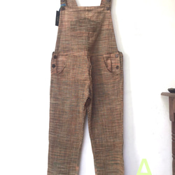 手紡ぎ手織り カディコットン オーバーオール オールインワン ジャンプスーツ M サイズ mixカラ 8枚目の画像