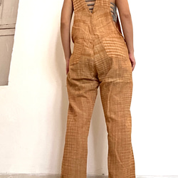手紡ぎ手織り カディコットン オーバーオール オールインワン ジャンプスーツ M サイズ mixカラ 7枚目の画像