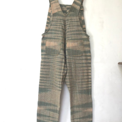 手紡ぎ手織り カディコットン オーバーオール オールインワン ジャンプスーツ M サイズ mixカラ 16枚目の画像