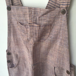 手紡ぎ手織り カディコットン オーバーオール オールインワン ジャンプスーツ M サイズ mixカラ 4枚目の画像
