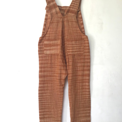 手紡ぎ手織り カディコットン オーバーオール オールインワン ジャンプスーツ M サイズ mixカラ 10枚目の画像