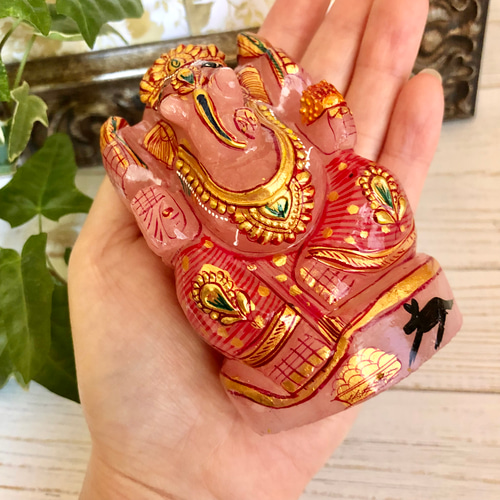 ガネーシャ神像 《夢を叶える象》ローズクォーツ 386g その他