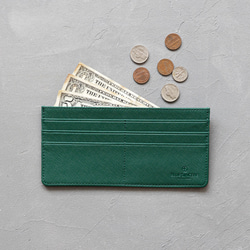 【薄くて軽いスマート財布】レザー極薄長財布 フラグメントケース / SW2 ディープグリーン 1枚目の画像