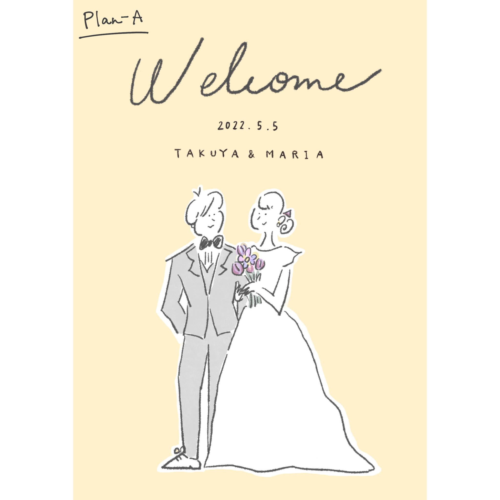 似顔絵ウェルカムボードお描きします ドット絵似顔絵ウェルカムボード🌸A4サイズ※額無し - メルカリ