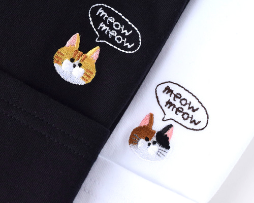 猫の刺繍 ホワイト Tシャツ Lサイズ アニマル刺繍Tシャツ(M ライオン&ネコ): トップス｜Right-on公式