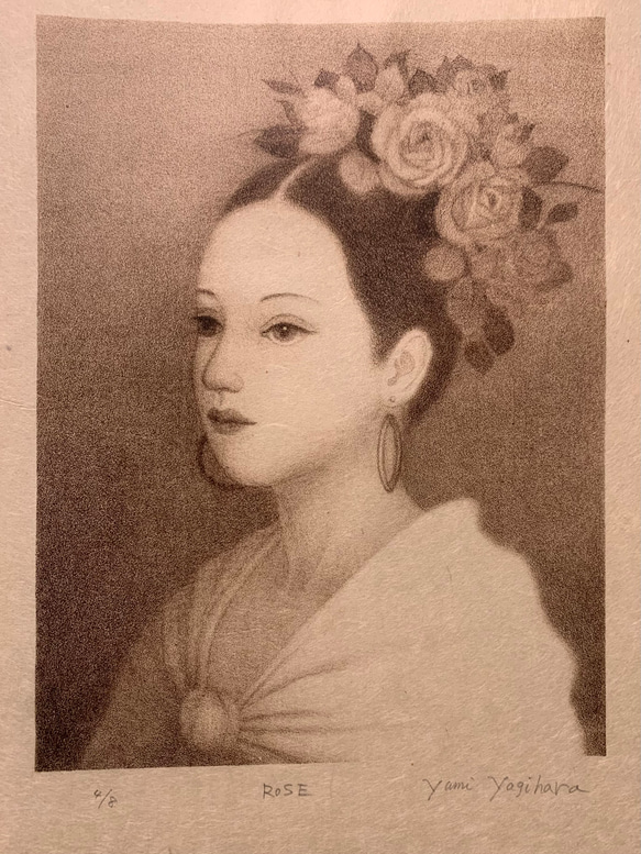 ROSE】石版画 #シート販売 #リトグラフ #女 #インテリア 版画 み