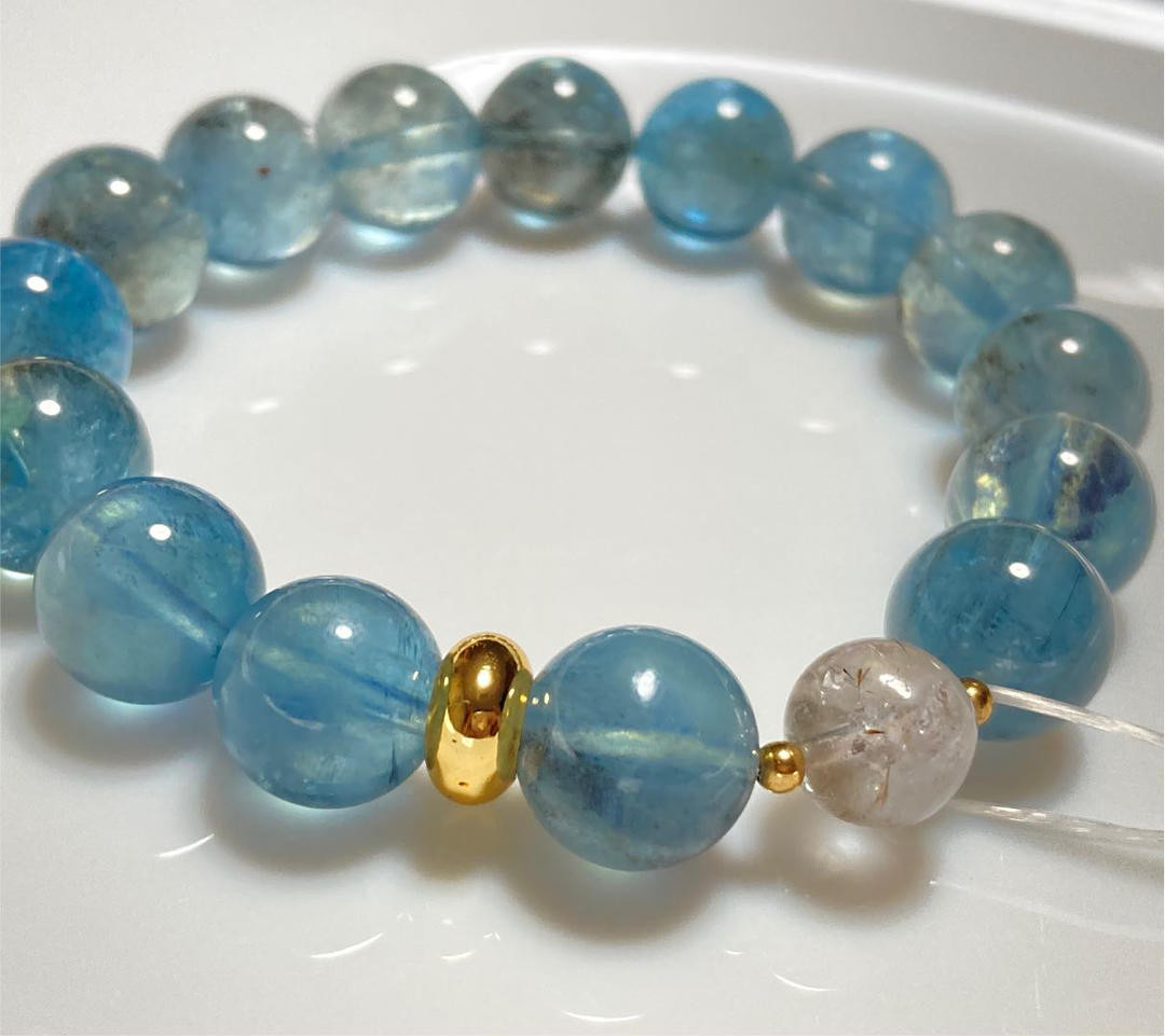 高品質モスアクアマリン 天然石ブレスレット ブレスレット isaias 通販