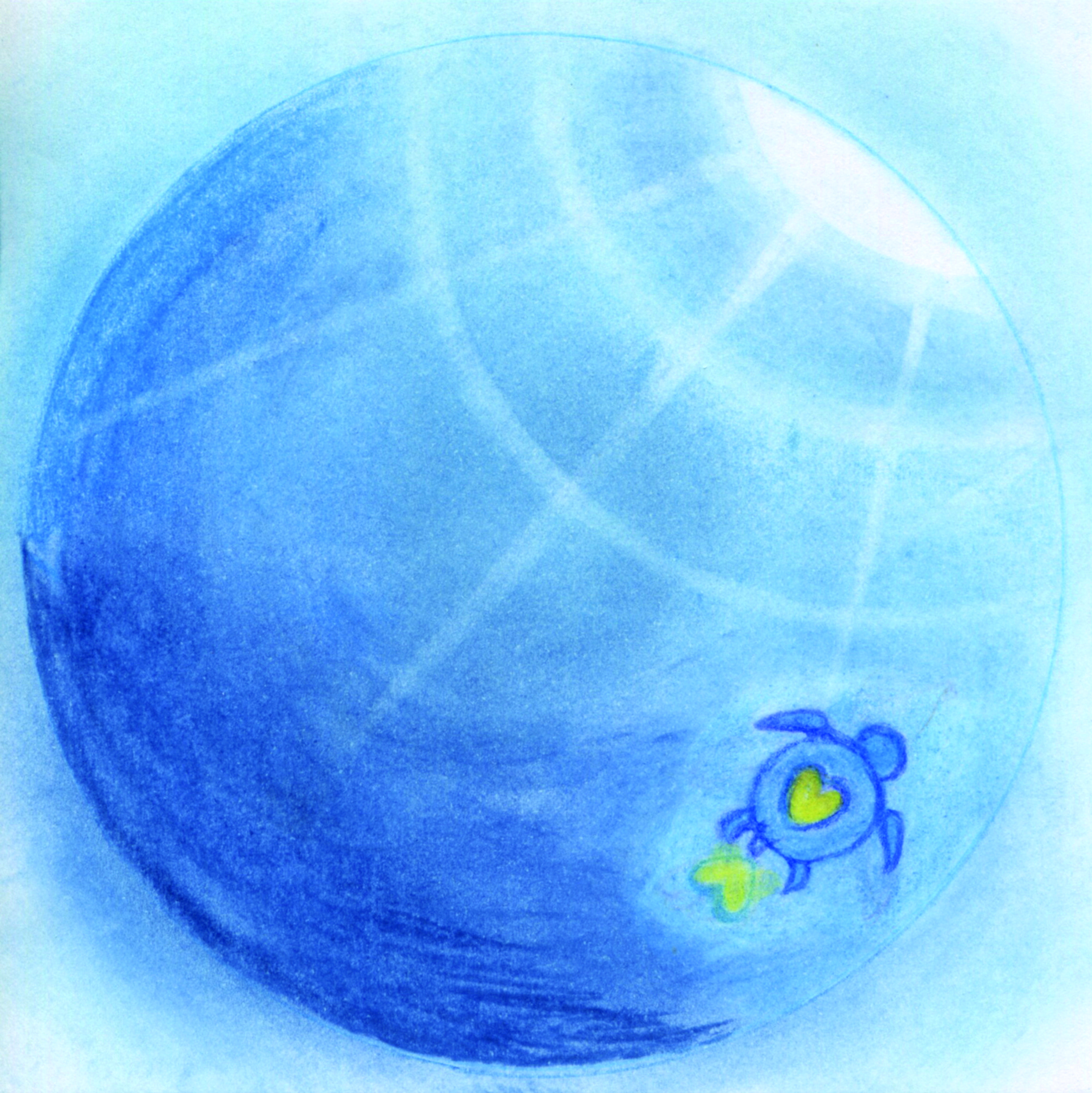 幸せのウミガメ♪パステルサイズ　イラスト～オリジナル～原画