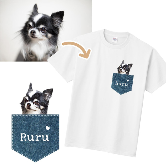 うちの子Ｔシャツ☆ポケットVer.（いぬ ねこ 犬 猫 ネコ ペット うさぎ ウサギ ハムスター パンダ 子供でも♪） 13枚目の画像