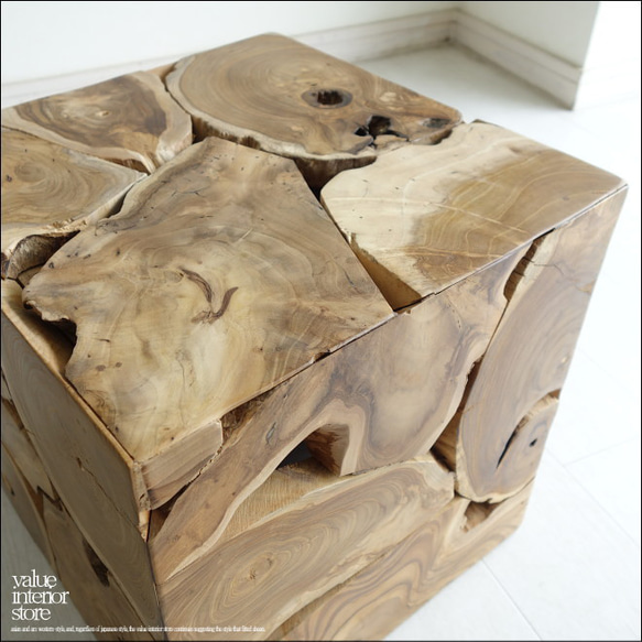 無垢 チークブロックスツールN/A 椅子 イス ベンチ チェア ナチュラル 手作り家具 チェア 銘木 無垢材家具 3枚目の画像