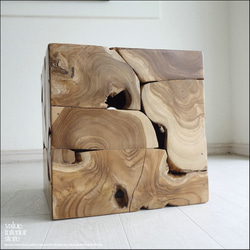 無垢 チークブロックスツールN/A 椅子 イス ベンチ チェア ナチュラル 手作り家具 チェア 銘木 無垢材家具 1枚目の画像