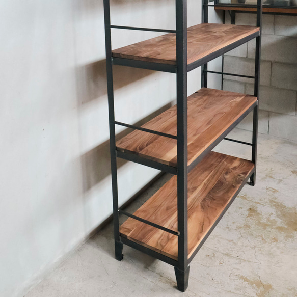 \送料無料／[Angle High Shelf]選べる無垢材 アイアンシェルフ 棚 ディスプレイ アイアン家具01 棚・シェルフ・ラック