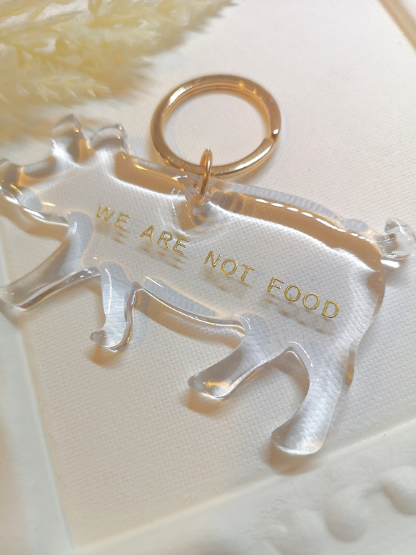 再販⭐　バイオベース樹脂から生まれた つやつやのブタさん『WE ARE NOT FOOD』などお好きな文字いれ可能です　 1枚目の画像