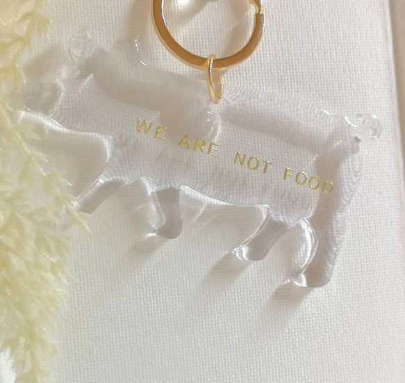 再販⭐　バイオベース樹脂から生まれた つやつやのブタさん『WE ARE NOT FOOD』などお好きな文字いれ可能です　 6枚目の画像