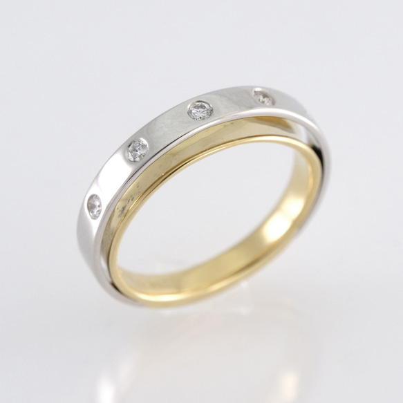 ☆k18プラチナコンビ☆ダイヤモンドリング 18金 プラチナ コンビリング