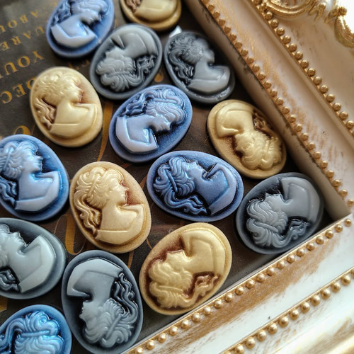 17×12mm 小さなカメオルース 3種×5 15個セット P867 デコパーツ