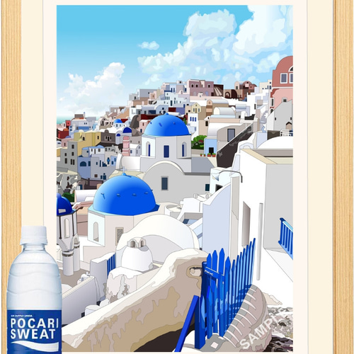A3サイズ「サントリーニ島」ケンコー（ナチュラル） 絵画 hiroma2 通販