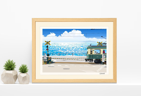 A3サイズ（「スラムダンクの踏切」ケンコー（ナチュラル） 絵画