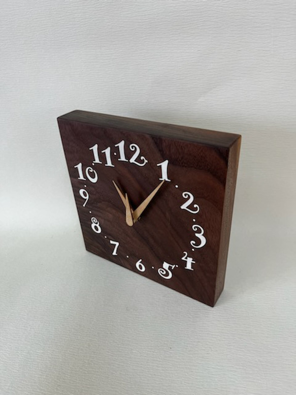 木の時計＜ウォールナット＞・掛け時計wnc-1125　木製時計 4枚目の画像