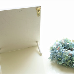 アジサイのミニリース 水色 スタンドセット 壁掛け　blue clair 4枚目の画像