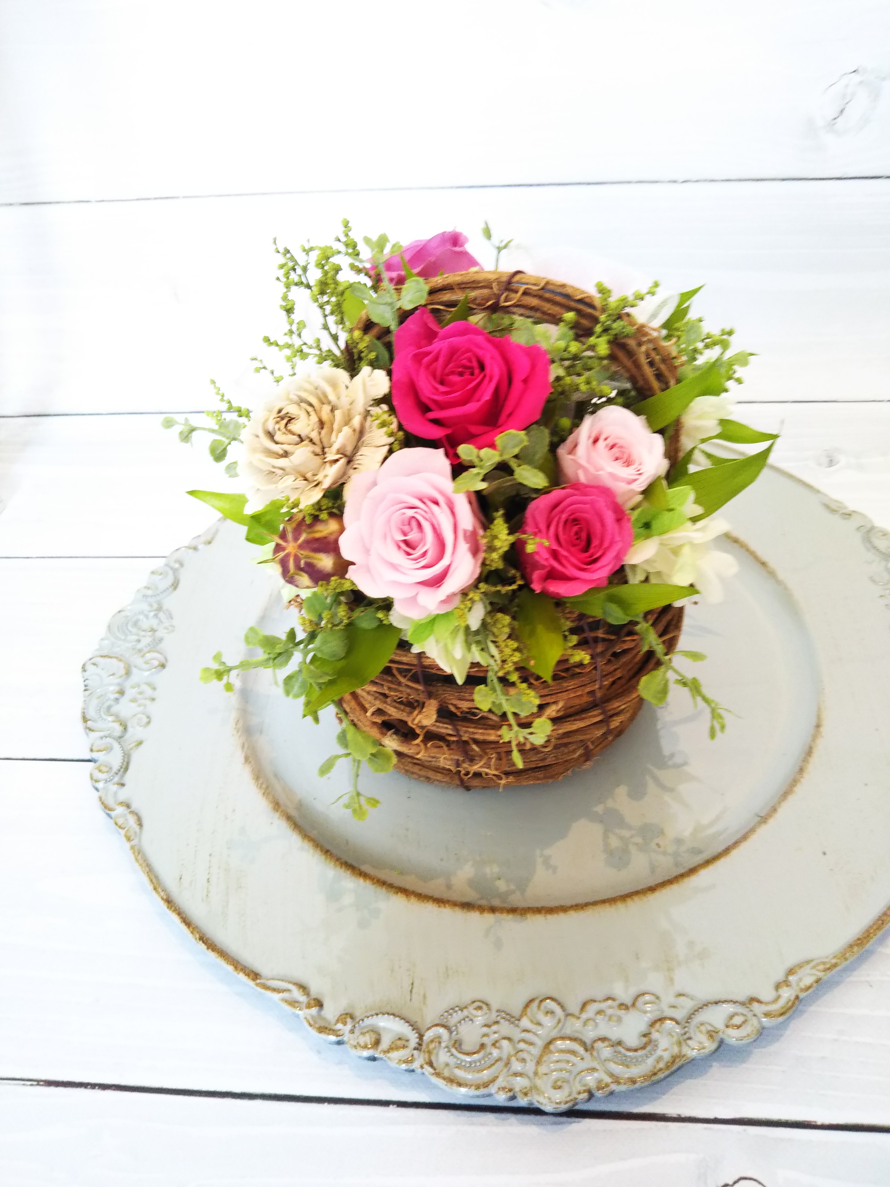 庭に咲くバラのアレンジ【受注制作】