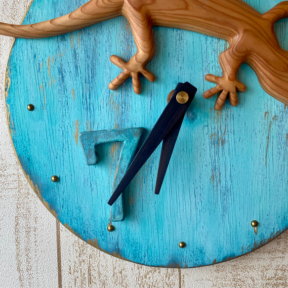 I様売約済　gecko wall clock Yoshino-sugi 0531No.7 3枚目の画像