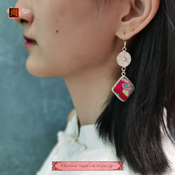 中國民族風復古手工苗銀刺繡耳環  #125 第8張的照片
