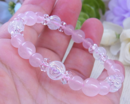 お値下げ祭】ローズクォーツ 薔薇水晶 ブーケ風 愛 幸せな女性 お守り