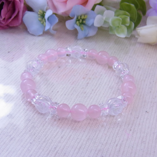 お値下げ祭】ローズクォーツ 薔薇水晶 ブーケ風 愛 幸せな女性 お守り