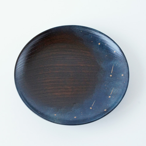 黒拭き漆銘々皿・流星・青【本漆塗り】 小皿 うるしと蒔絵の雑貨suo
