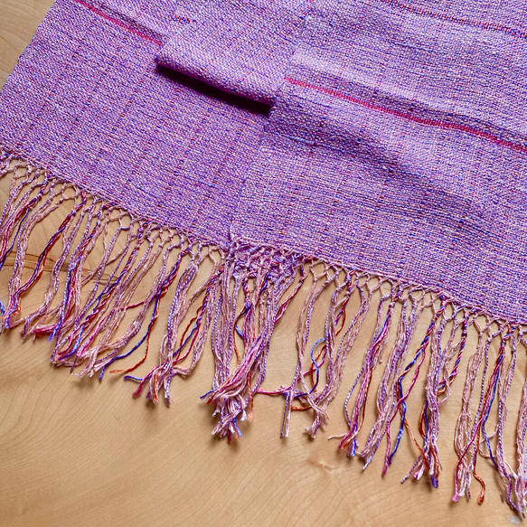 手織りストール　ピンク　シルク素材　春夏秋冬　レディース　女性　チクチクしない 8枚目の画像
