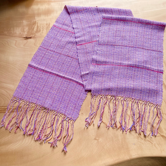 手織りストール　ピンク　シルク素材　春夏秋冬　レディース　女性　チクチクしない 7枚目の画像