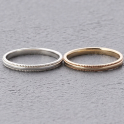 ミルグレイン ペアリング  K10 ＆ プラチナ ペア シンプル マリッジリング 結婚指輪に  PT8030P 7枚目の画像