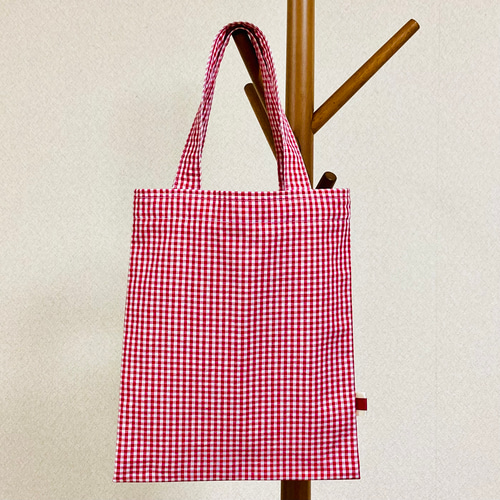 ミニ トートバッグ ギンガム チェック レッド トートバッグ coma zakka
