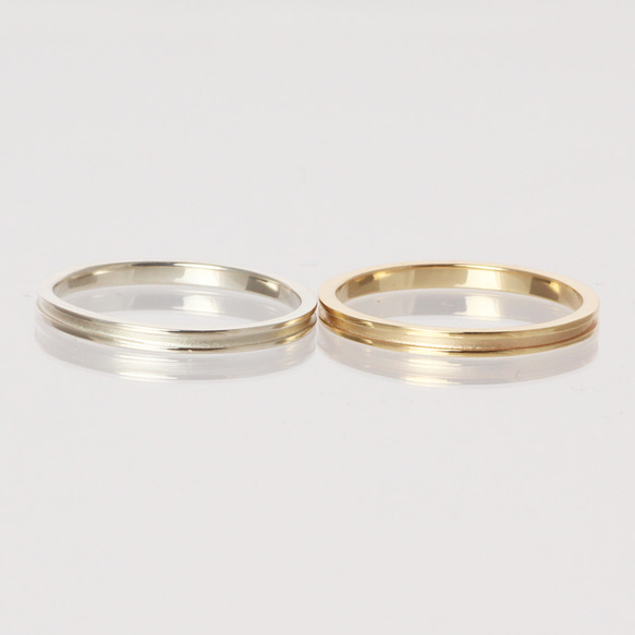 シンプル  K10 ＆ プラチナ ペアリング マリッジリング 結婚指輪に 名入れ刻印無料 PT8034PY 5枚目の画像