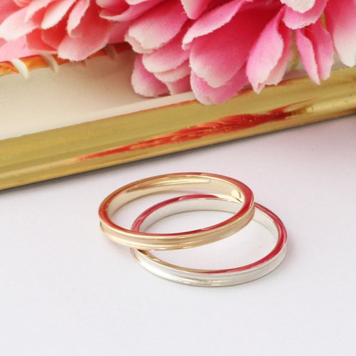 ペアリング K10 ＆ プラチナ マリッジリング 結婚指輪に 名入れ刻印 