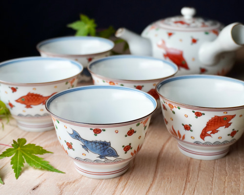 KORANSHA 金彩梅茶器セット 新品 香蘭社 金彩 グリ－ン下地 ピンク蘭柄 急須＆湯呑5客 蘭遊