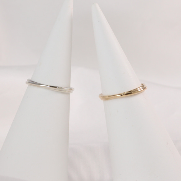 ねじりラインが美しい K10 ＆ プラチナ ペアリング マリッジリング  結婚指輪 刻印無料 PT8038PY 5枚目の画像