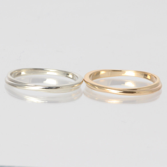ねじりラインが美しい K10 ＆ プラチナ ペアリング マリッジリング  結婚指輪 刻印無料 PT8038PY 6枚目の画像