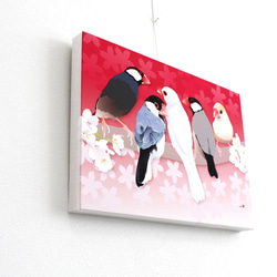 パネル作品【小】「春文鳥」（A5・B5サイズ） 4枚目の画像