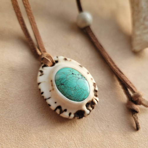 鹿の角 チャイナマウンテンターコイズ ペンダント ネックレス