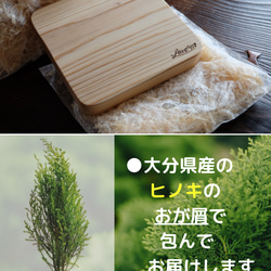 【Laveis】 日本製 大分県産杉板鍋敷き 牛革紐付き　しかく 5枚目の画像