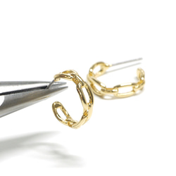 新作【1對】鈦芯！約 15mm 鏈箍黃金耳環 NF 第1張的照片