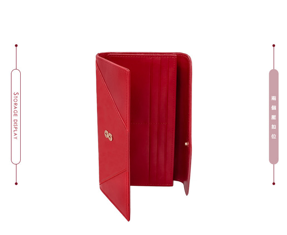 【OMC】義大利植鞣革信封式三折牛皮長夾(95115紅色) 第8張的照片