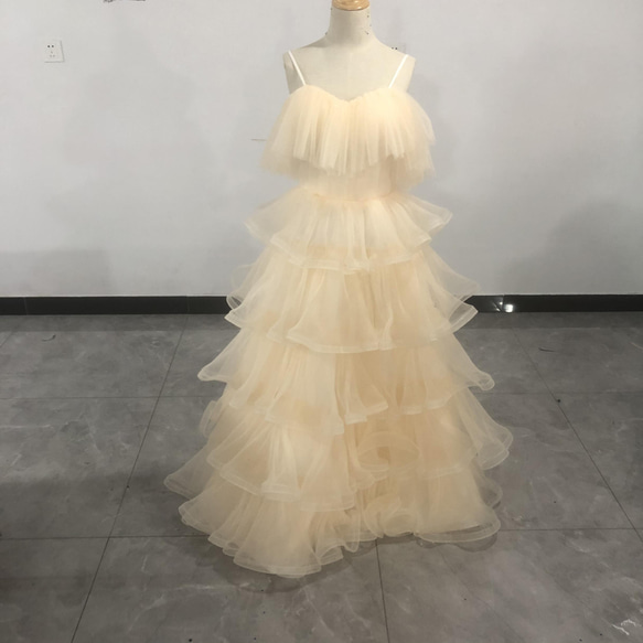 かわいい ソフトチュール 柔らかく重ねたチュール キャミソール ミニ  