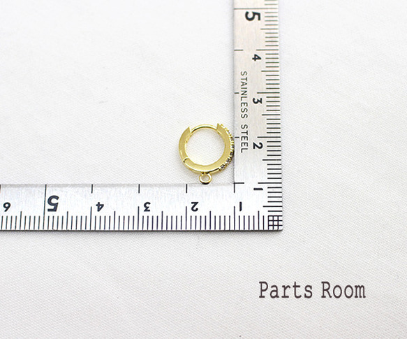 [2 件] 帶球桿大號的迷你圓形圈形耳環 [金色] [無鎳] -mt-3650 第3張的照片